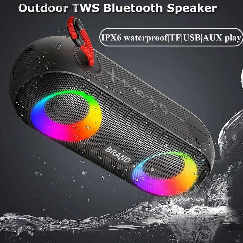 Luidsprekers voor mobiele telefoons Outdoor Bluetooth-luidspreker Draagbare draadloze klankkast IPX6 Waterdichte TWS-luidspreker Hifi-muziekspeler Ondersteuning TF-kaart USB AUX Q231021