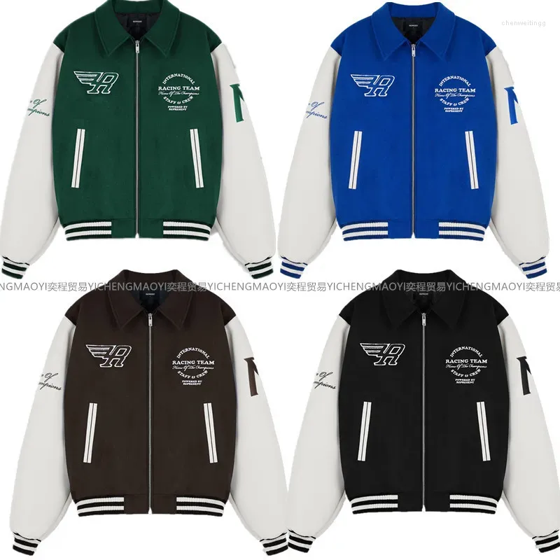 Männer Jacken 2023 Herbst/Winter Vintage Brief Stickerei Racing Team Baseball Jacke Für Männer Frauen Leder Sleeve Zipper Mantel hip Hop