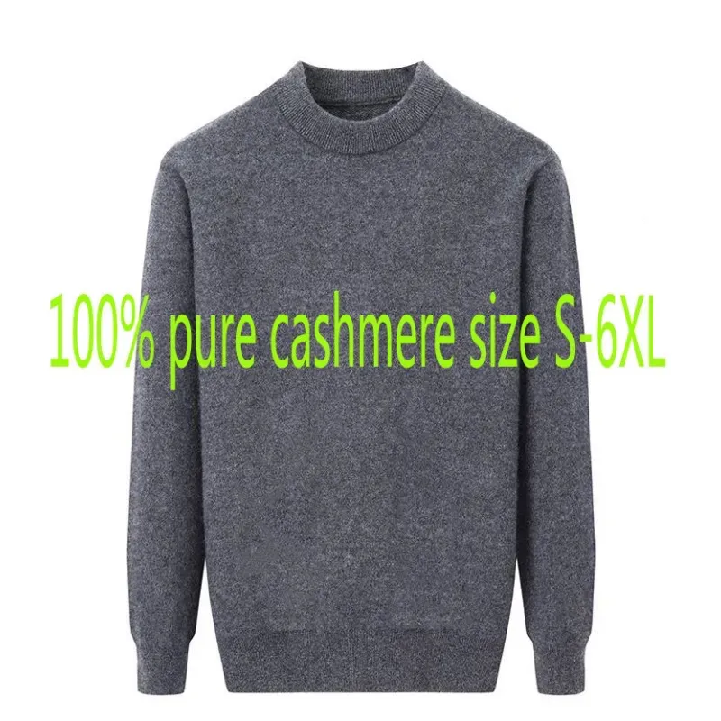 Męskie swetry mody Mężczyźni 100% kaszmirowy sweter duży ciepły zagęszczony zima swobodne pulloczy komputerowe o wodzie S-5xl 6xl 231019