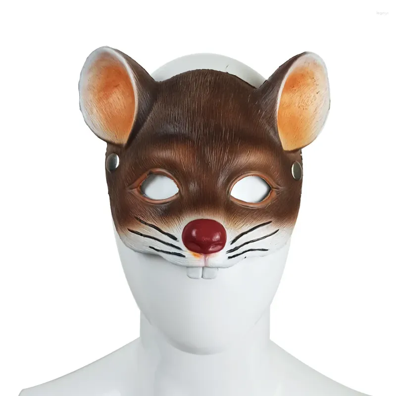 Articoli per feste Maschera cosplay per mouse 3D Mezza faccia Animale Costume in maschera Puntelli Halloween Rat Rave Clubwear con elastico in nylon