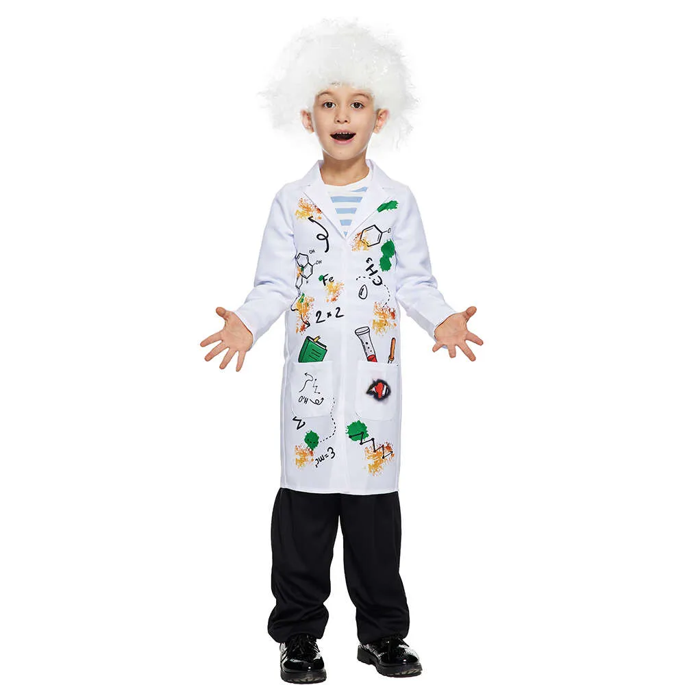 Eraspooky Child Mad Scientist Lab Uniform White Happi Coat With Wig ...