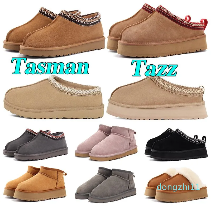 Tazz Terlik Tasman Terlik Kadınlar Ultra Ugh Boots Mini Tasman Platform Siyah Kestane Kırmızı Kürk Halard Tohumu Giden Kabarık Kürk Botlar