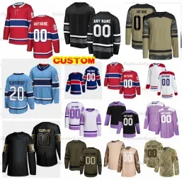 2022 Reverse Retro Custom Hockey Jerseys Slafkovsky Caufield Price Gallagher Suzuki Anderson Camo Fights Cancer Dach Harvey-Pinard Dvorak Ho