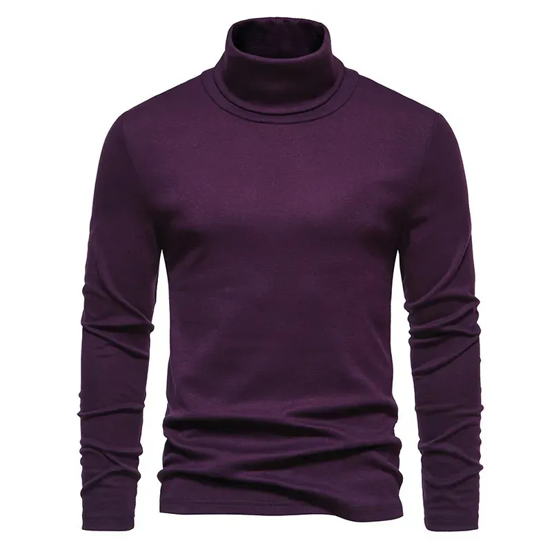 Men's Sweaters Mens Purple Turtleneck Sweater Autumn Winter Long Sleeve Warm Casual Basic Tops Slim Fit Pullovers Undershirt Men 12 Colors 231020