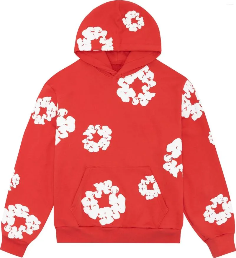 Men's Hoodies Y2k Haruku Floral Hoodie Three-dimensional Foam Print Street Men And Women Casual Loose Man Clothes