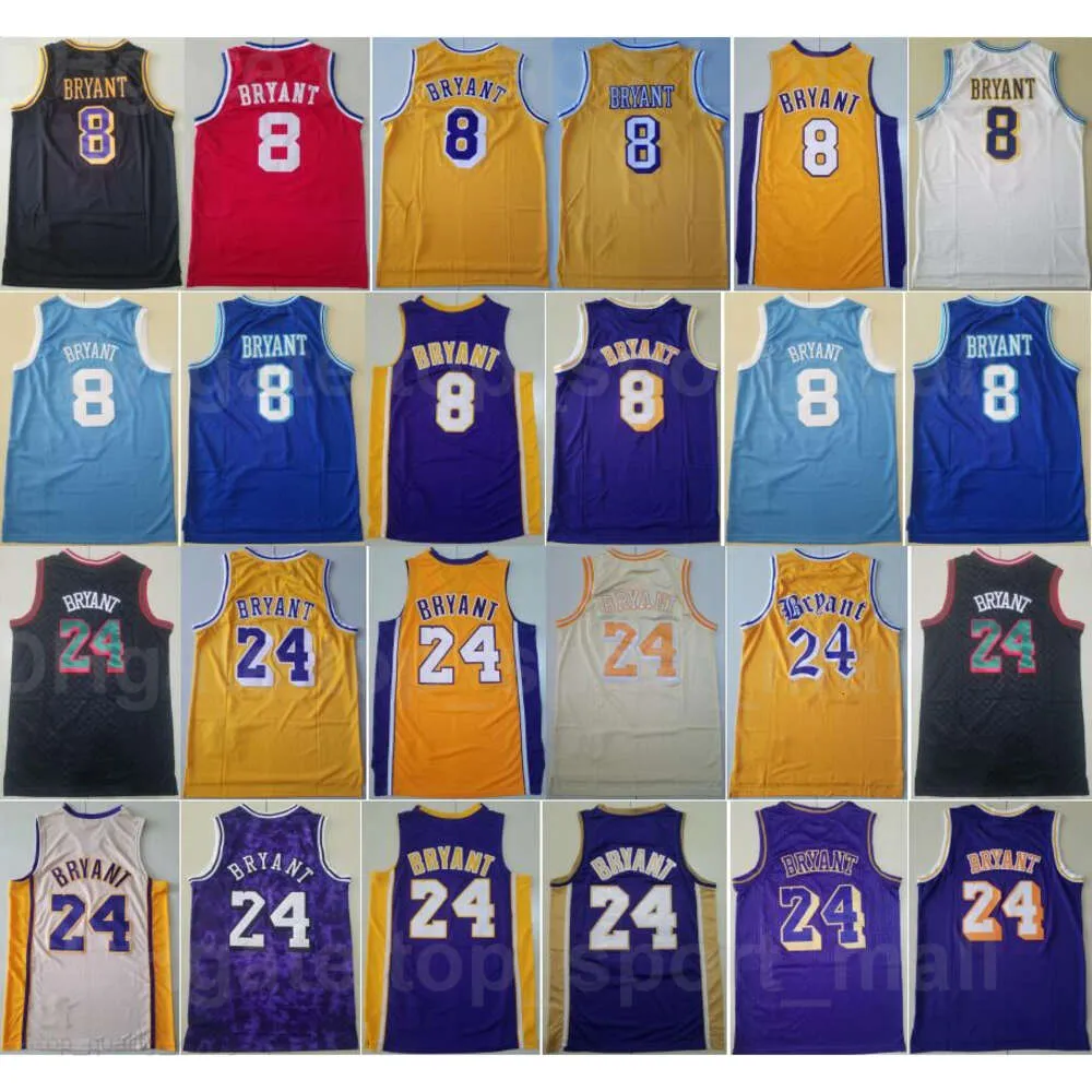 Men Basketball Vintage Bryant Throwback Jerseys 8 All Stitch Retro Yellow Purple White Black Blue Red Beige Team Color Sport Fans Breathable Cotton Uniform