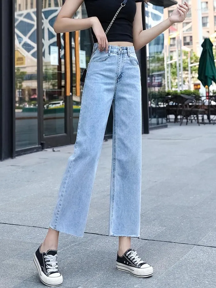 Jeans pour femmes Femmes Jambe droite Y2K Coton Taille haute Large Femme Streetwear pour filles Boyfriend Denim Pantalon Été 2023