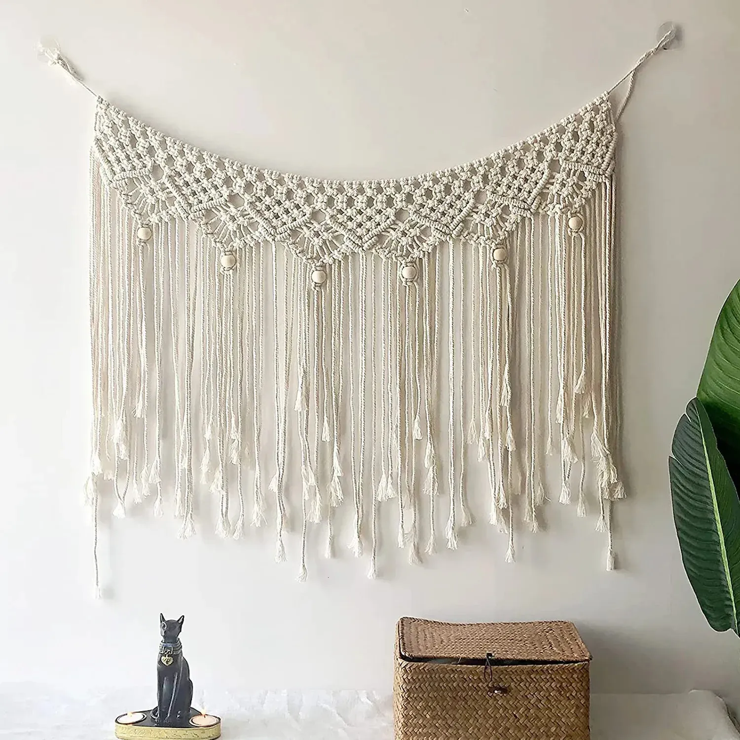 Tapices Gran macramé colgante de pared Boho Tapiz tejido bohemio sobre la decoración de la cama Boda Navidad Telón de fondo Decoración 231019