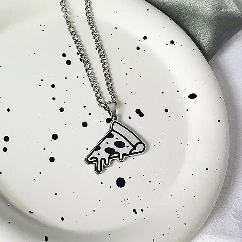 Pendentif Colliers 2023 Tendance Pizza Collier pour Femmes Hommes Titane Acier Creative Chandail Chaîne Pas Fade Bijoux Hip Hop Punk Accessoires