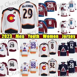 #29 Nathan MacKinnon Reverse Retro hockey jersey #8 Cale Makar Mikko Rantanen Gabriel Landeskog Miles Wood Joe Sakic Valeri Nichushkin Ryan