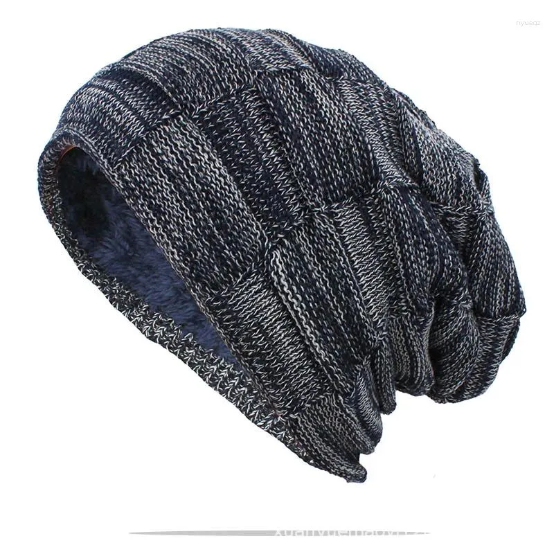 Berets chapéu acolchoado e engrossado à prova de vento boné de malha outono inverno homens mulheres definir cabeça h