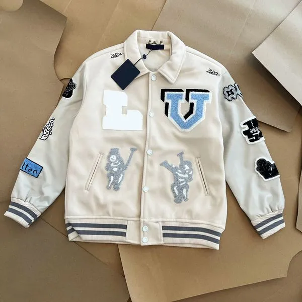 Letterman Jacket L Vintage Bomber Pilot Jacket Coats Autumn Men Baseball Jackets Hip Hop Loose Varsity Jacket Fashion Winter Keep Warm Off White 8520