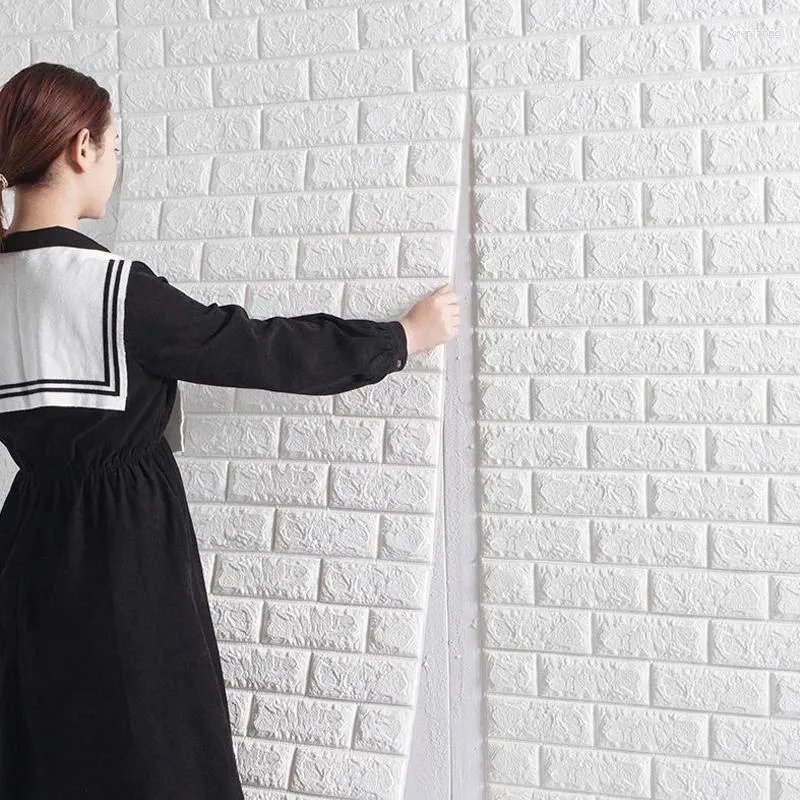 Wallpapers 2m lange 3D bakstenen muurstickers DIY decor zelfklevend waterdicht behang voor kinderkamer slaapkamer keuken thuis