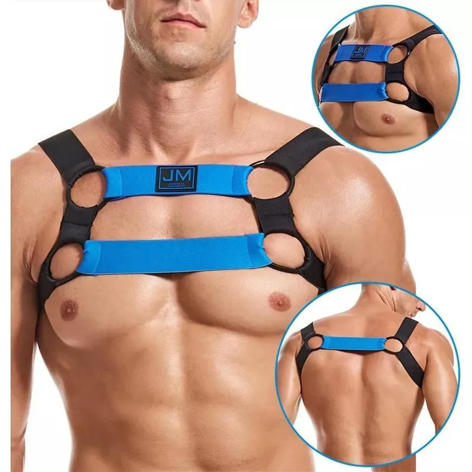 Reggiseni Jockmail Adulti Lingerie erotica In pelle Biancheria intima del sesso Abito elastico Sissy Reggiseno Bondage Harness Canotta Uomo Per Sexy Gay B3267