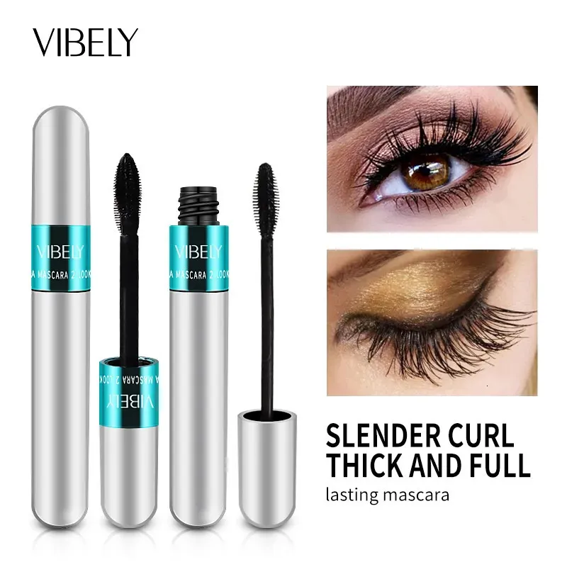 Mascara Vibely rzęs 4D Wodoodporny długotrwały długotrwały Curling gruby czarny rzęs Make Up Kosmetics 231020