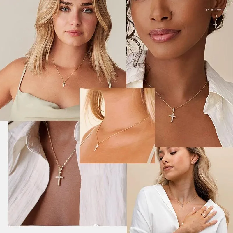 Kettingen Kruisketting Hangers Goud Kleur Strass Luxe Zwart Kristal Mode Vrouwelijke Jezus Sieraden Mannen Vrouwen Accessoires Groothandel