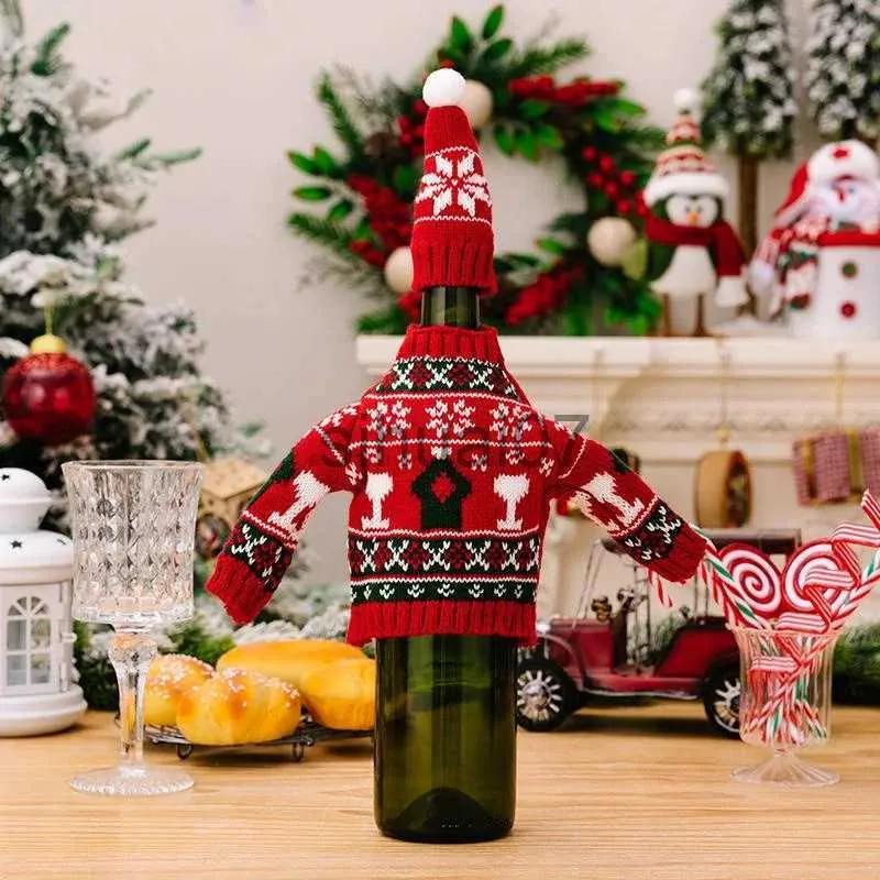 Christmas Decorations Cute Christmas Wine Bottle Set Easy to Carry Clothes and Wine Bottle Set Decoration Champagne Bottle Rack Decoration Convenient x1020