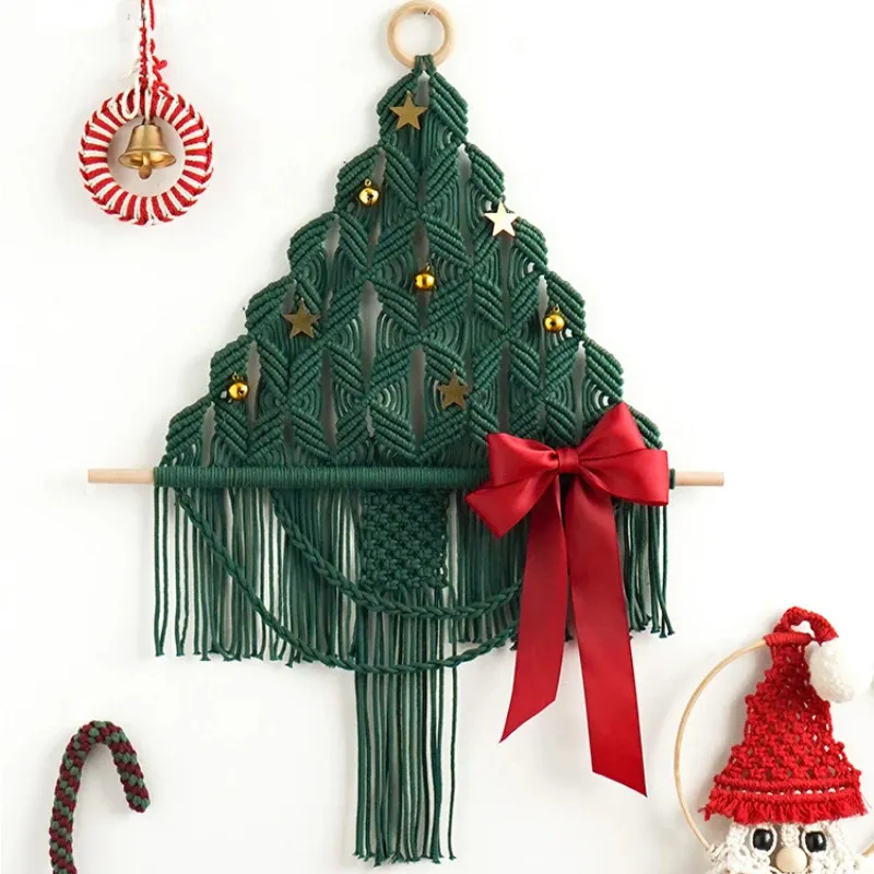 Arazzi Macrame Albero di Natale Appeso a parete Arazzo tessuto fatto a mano Decorazione Boho Arredamento bohémien per soggiorno Regalo per bambini 231019