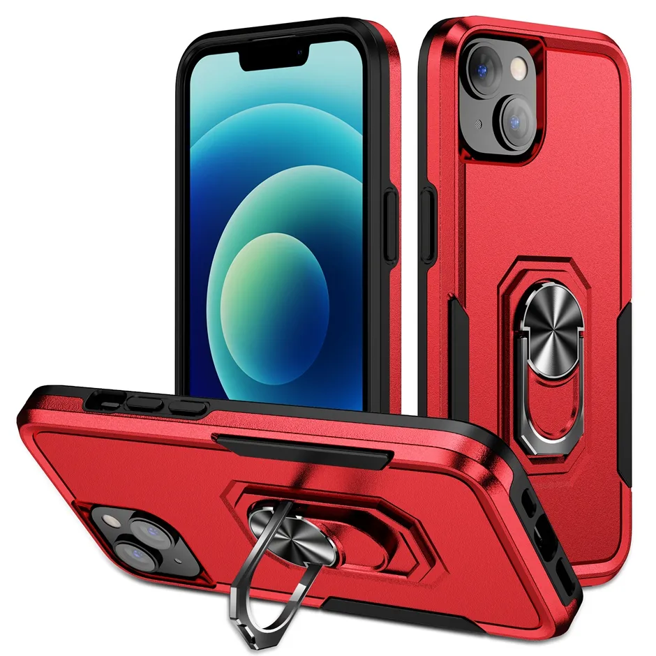 Armor Full Protection Ring Stand Phone Case pour iPhone 15 14 13 12 11 PRO MAX XS XR 6 7 8 Plus couverture arrière anti-chute de qualité militaire étuis de téléphone portable iphone15