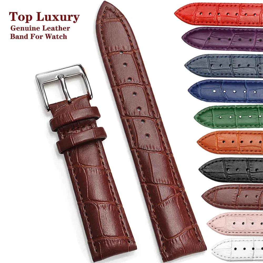 Watch Bands Genuine Leather Watchbands 12141618202224 mm Watch Band Strap Steel Pin buckle High Quality Wrist Belt Bracelet Tool 231020