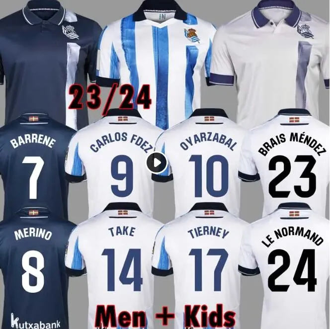 Real Sociedad 2023 2024 Soccer Jerseys OYARZABAL X PRIETO PORTU DAVID SIA Football Shirt TAKE 23 24 Carlos Fernandez De Foot ILLARRA CARLOS FDEZ KUBO MERINO Men