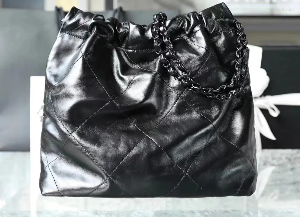 Abendtaschen Frau 22bag Kleiner Stil Echtes Italien Leder Großer Sack Hochleistungs-Einkaufstasche Metallkette 2023 Luxus Top Qualy