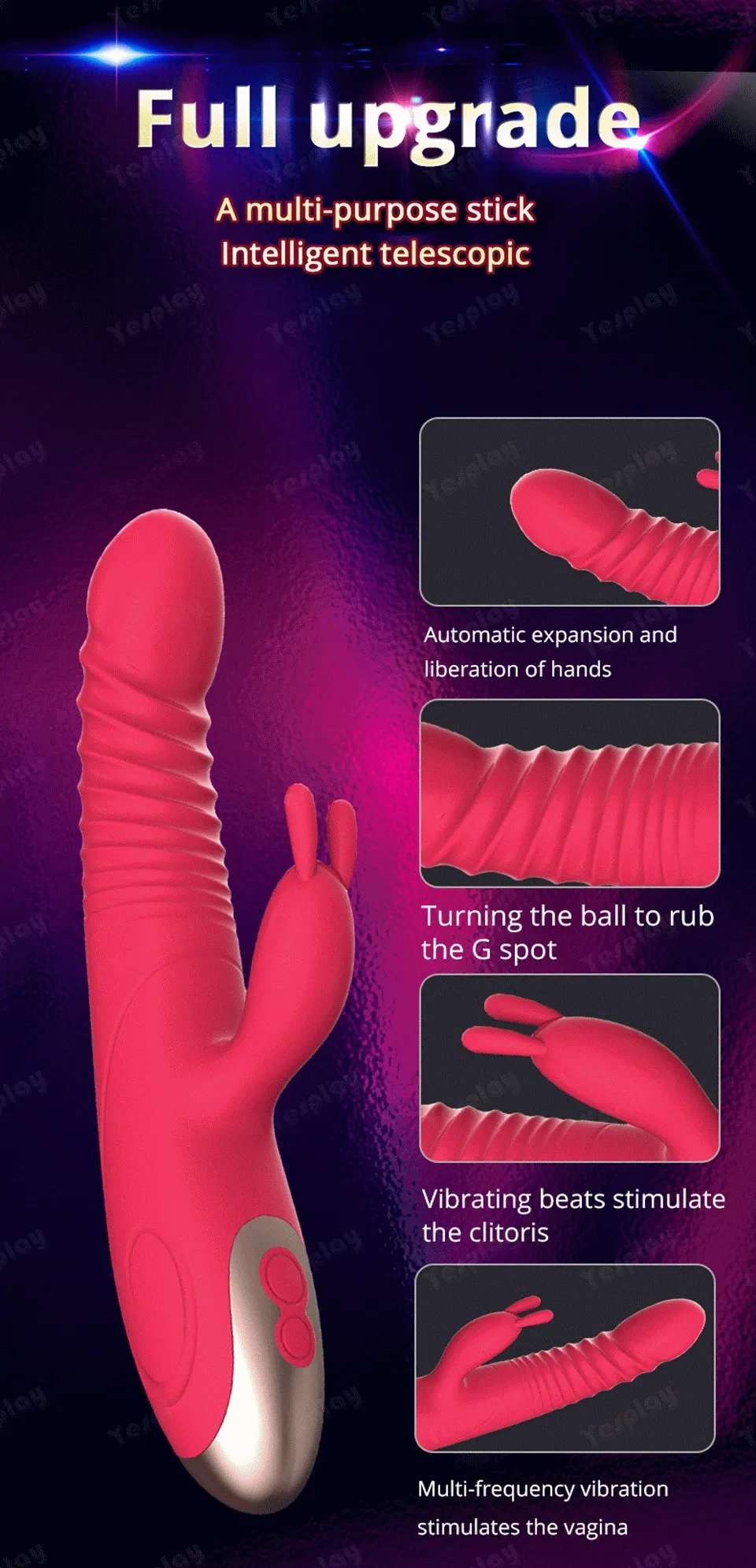 Rabbit Telescopic Vibration Built-in ball Rotation Heating G spot Dildo Vibrator Female Masturbation Sex Toys_voghion.com