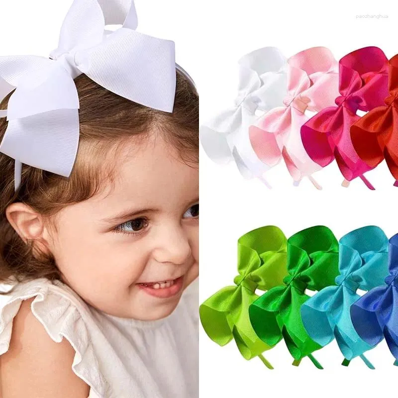 Hårtillbehör OaOleer 12st/Set Bow Hairbands For Baby Girl Solid Satin Ribbon pannband Hoop Kids huvudbonad mode
