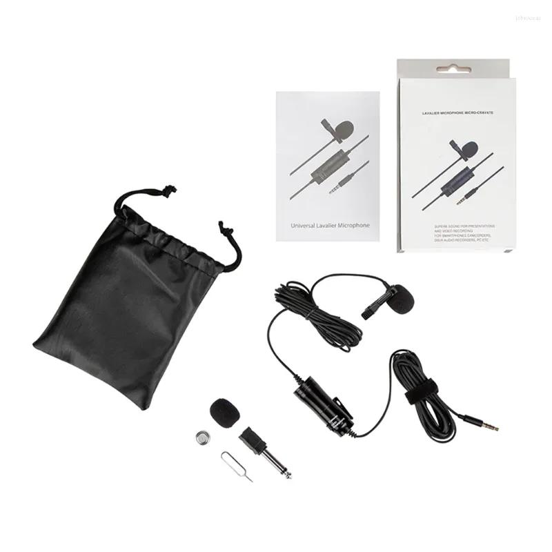 Microfones Transmissão ao vivo para câmera DSLR Discurso Mini Mic Microfone de lapela Filmadora de telefone 3,5 mm Jack Clip omnidirecional em mãos livres