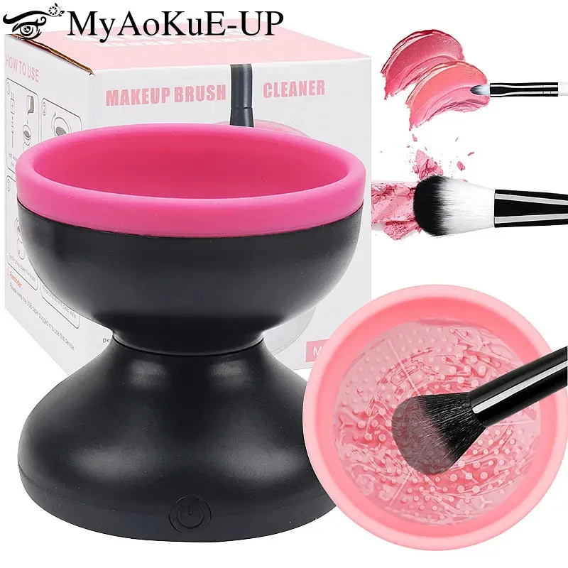 Andra hudvårdsverktyg Portable USB Makeup Brush Cleaner Machine Silicone Electric Cosmetic Clean Nay Nermer Tool Automatic Washing Spinner Gadget 231020