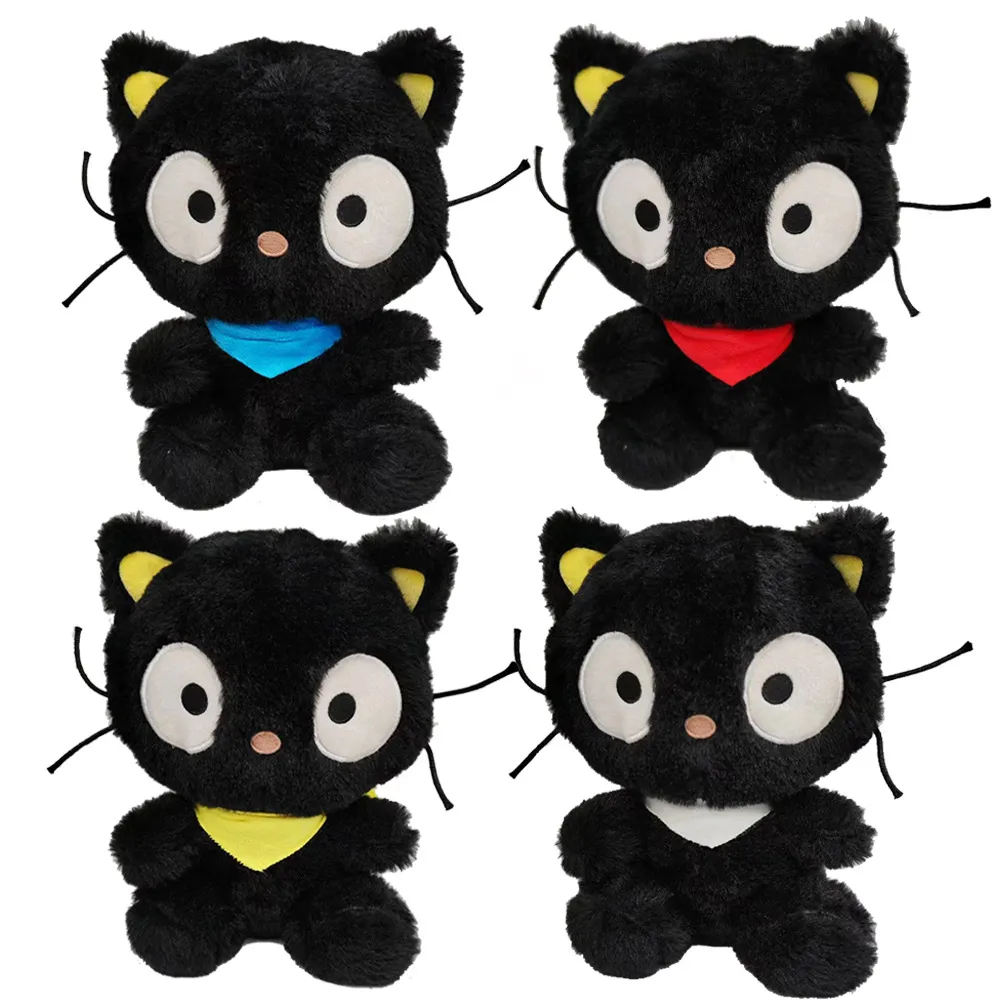 Vente chaude nouveau gros chocolat chat en peluche poupée mignon chat noir en peluche jouet enfants cadeau de noël gratuit UPS/DHL