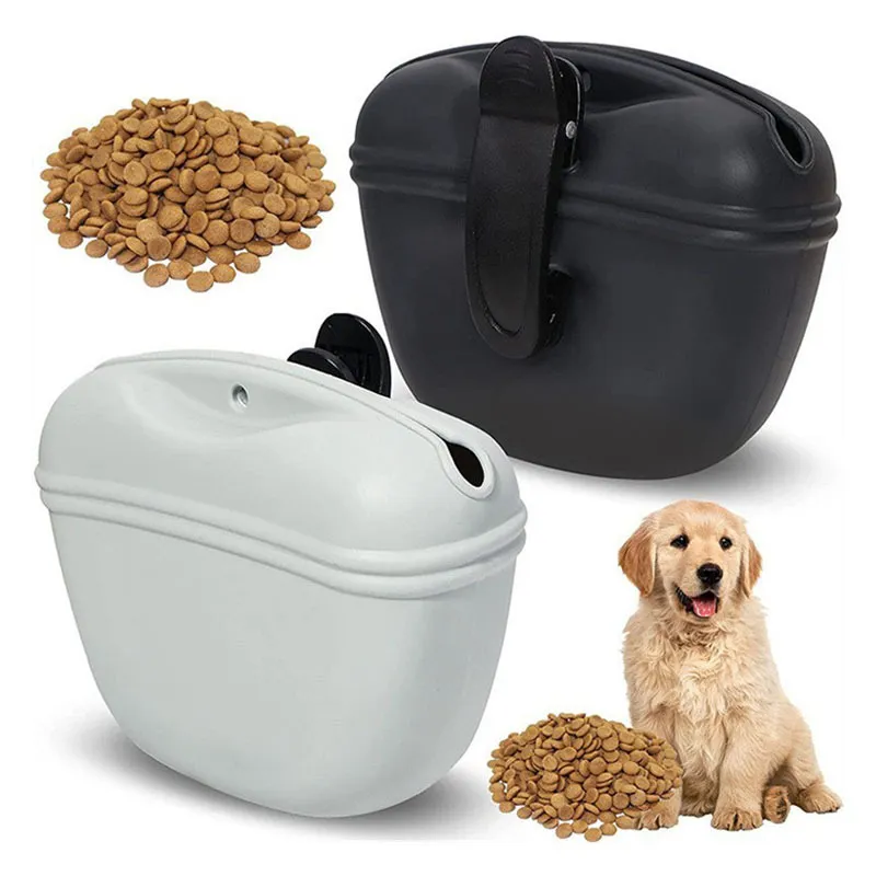 Silicone Dog Treat Pouch-Small Pet Training Bag-Portable Dog Treat Bag for Leash with Magnetic Closure and Waist Clip