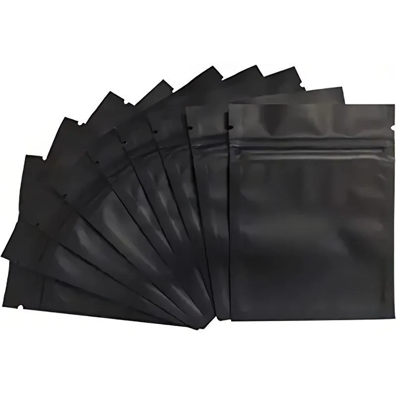 100 pieces Matte Black Aluminum Foil Zip Lock Packaging Bag