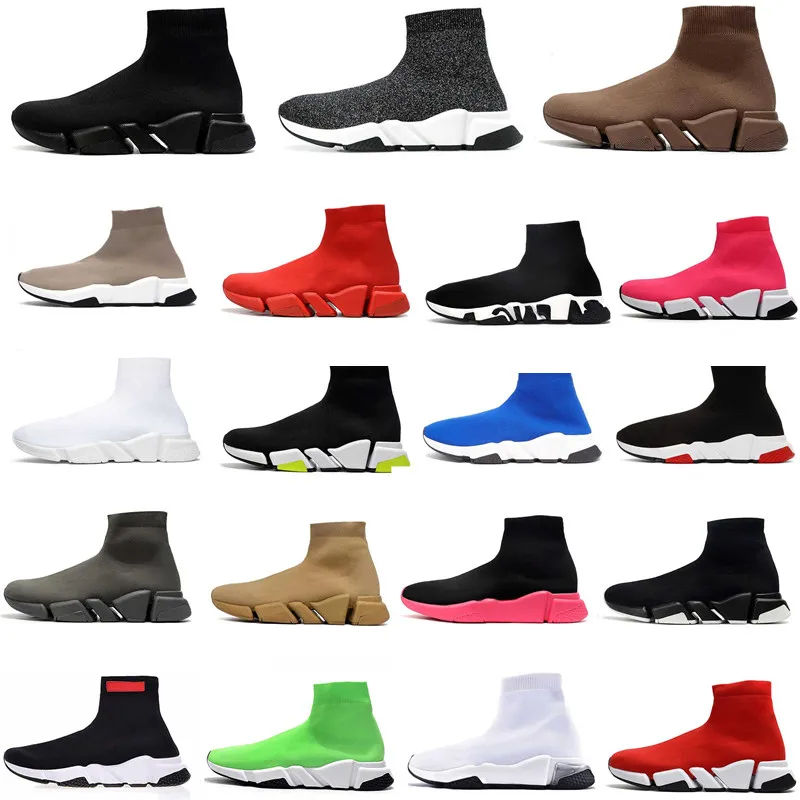 Speeds 2.0 V2 Chaussures Casual Plate-forme Sneaker Designers Hommes Femmes Tripler S Chaussettes Bottes Noir Blanc Bleu Lumière Ruby Graffiti Luxe Baskets Hautes Baskets