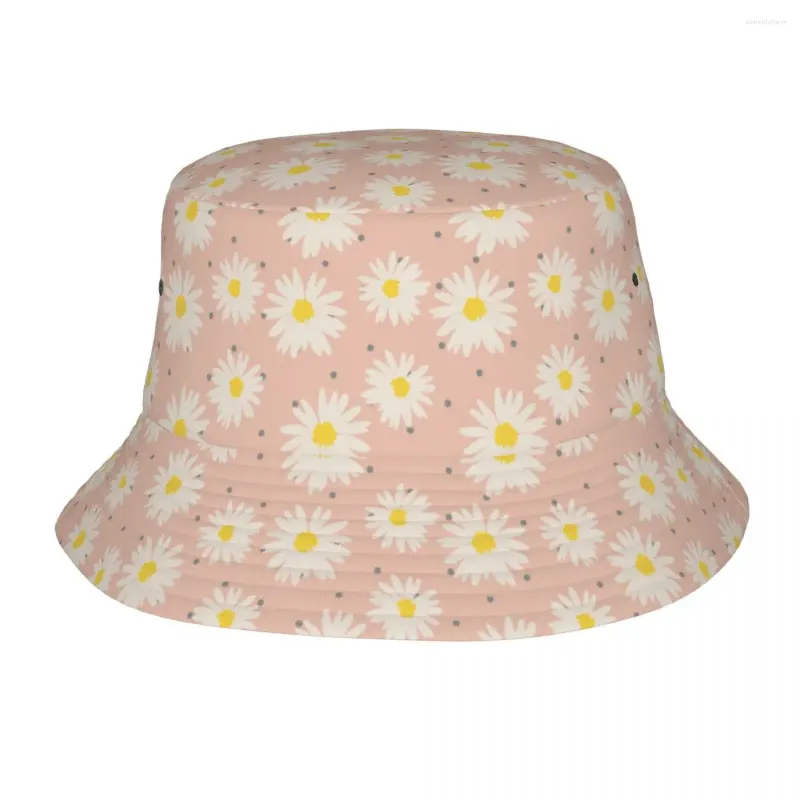 Bérets Daisy Flower Bucket Bucket For Women Travel Sun Sun Harajuku Fishing Fishing Fishing Panama