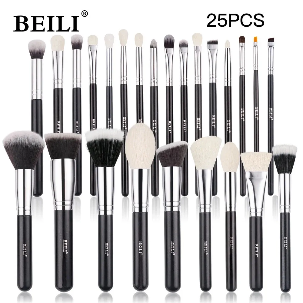 Makeup Brushes BEILI Black Goat Hair Professional Makeup Brushes Set Foundation Concealer Eyeshadow Blending Make Up Brush brochas maquillaje 231102