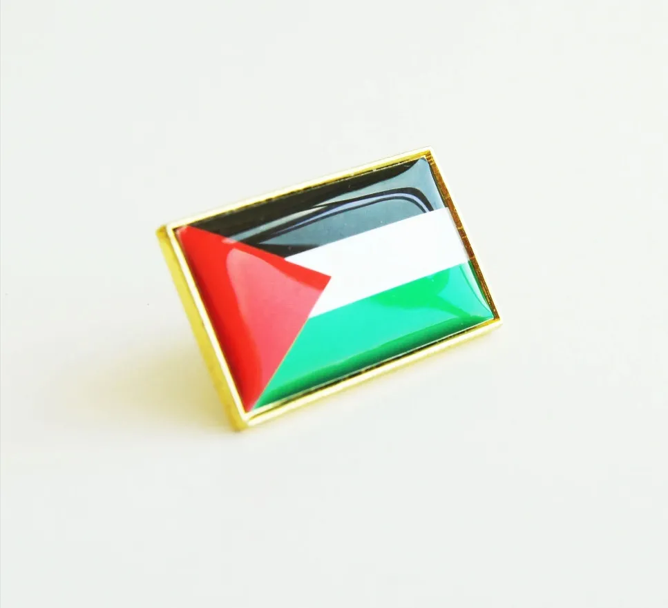 Palestine National Flag Lapel Pins Crystal Epoxy Metal Enamel