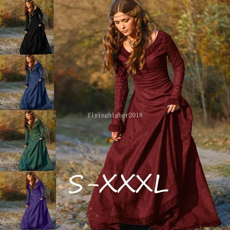 Casual Dresses Fashion Fairy Elf Dress Medieval Robe Retro Renaissance Viking Costume Fantasy Party Prom Halloween Cosplay