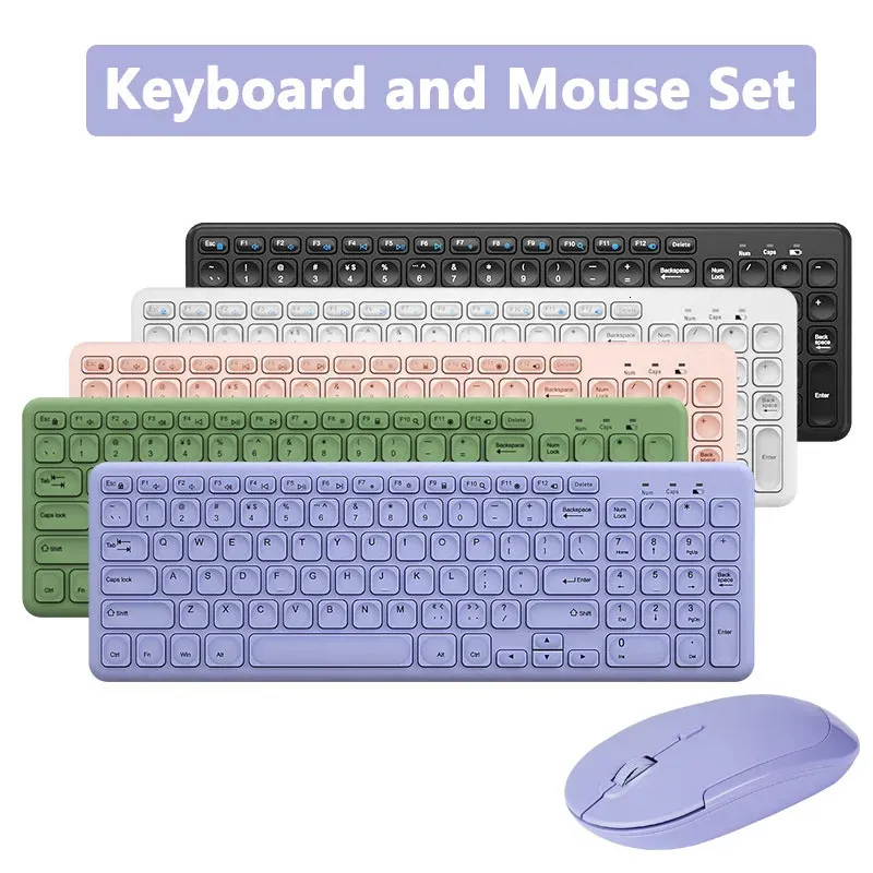 Teclado Mouse Combos 2.4G Sem Fio e Combo Roxo Conjunto Multimídia Ergonômico Teclado Silencioso Mause Para Laptop PC Smart TV 231019