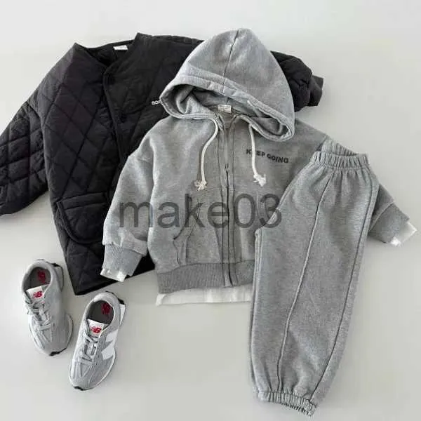 Clothing Sets 2023 Baby Casual Tracksuit Children Boys Cotton Zipper Hooded Jacket+Jogger Pants Set 2Pcs/Sets Kids Girls Leisure Sport Suits J231020