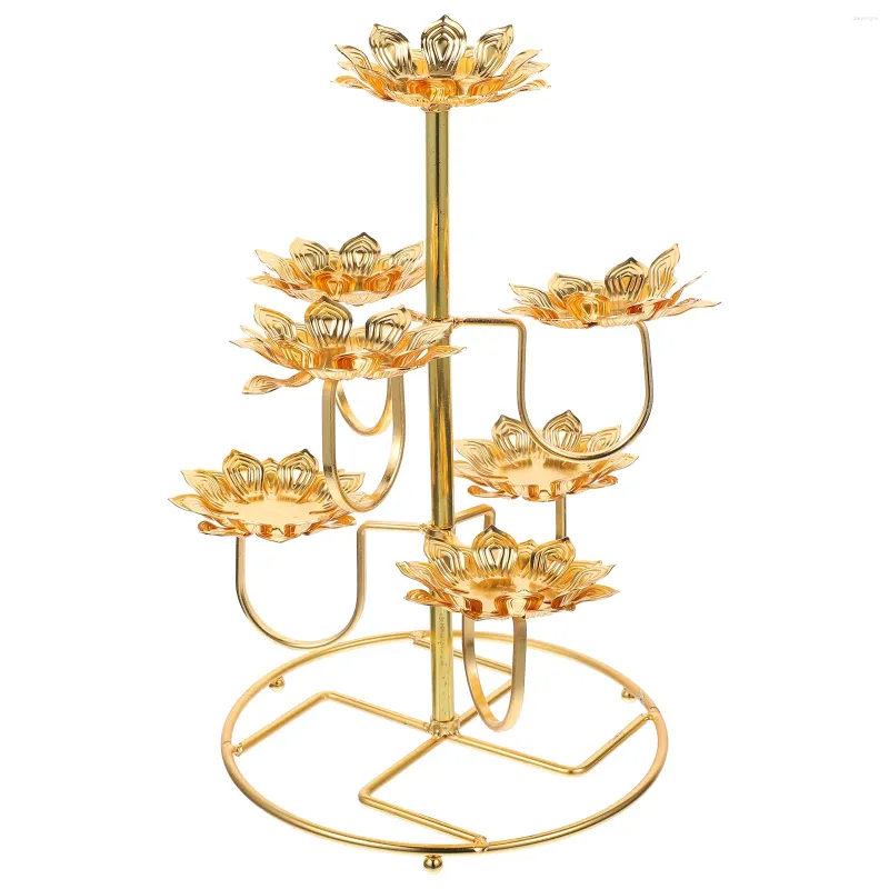 Ljusstakare ghee lampa hållare bröllop centerpieces bord lotus rack te stativ rostfritt stål tempel ljusstakar metall ljusstake