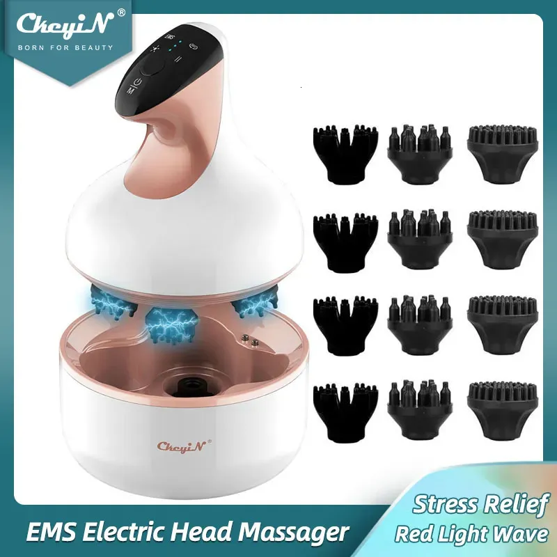 Huvudmassager CKEYIN EMS HALLRALT SADLESS Electric Rotation Massage Brain Nerve Stimulator Stress Relief Promote Blood Circulation 231020