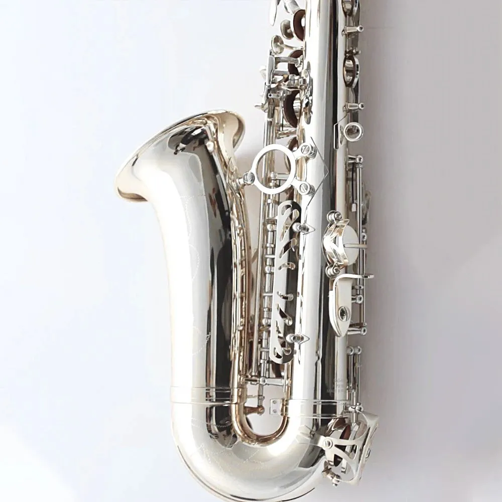 Klassieke 54 zilveren altsaxofoon E plat Frans ambachtelijk één-op-één structureel instrument met de hand gesneden patroon altsaxen