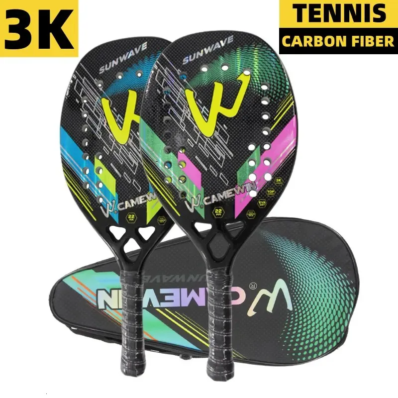 Squashrackets Strandtennisracket 3K Camewin Full Carbon Fiber Ruw oppervlak Buitensporten Bal Voor Mannen Vrouwen Volwassen Senior Speler 231020