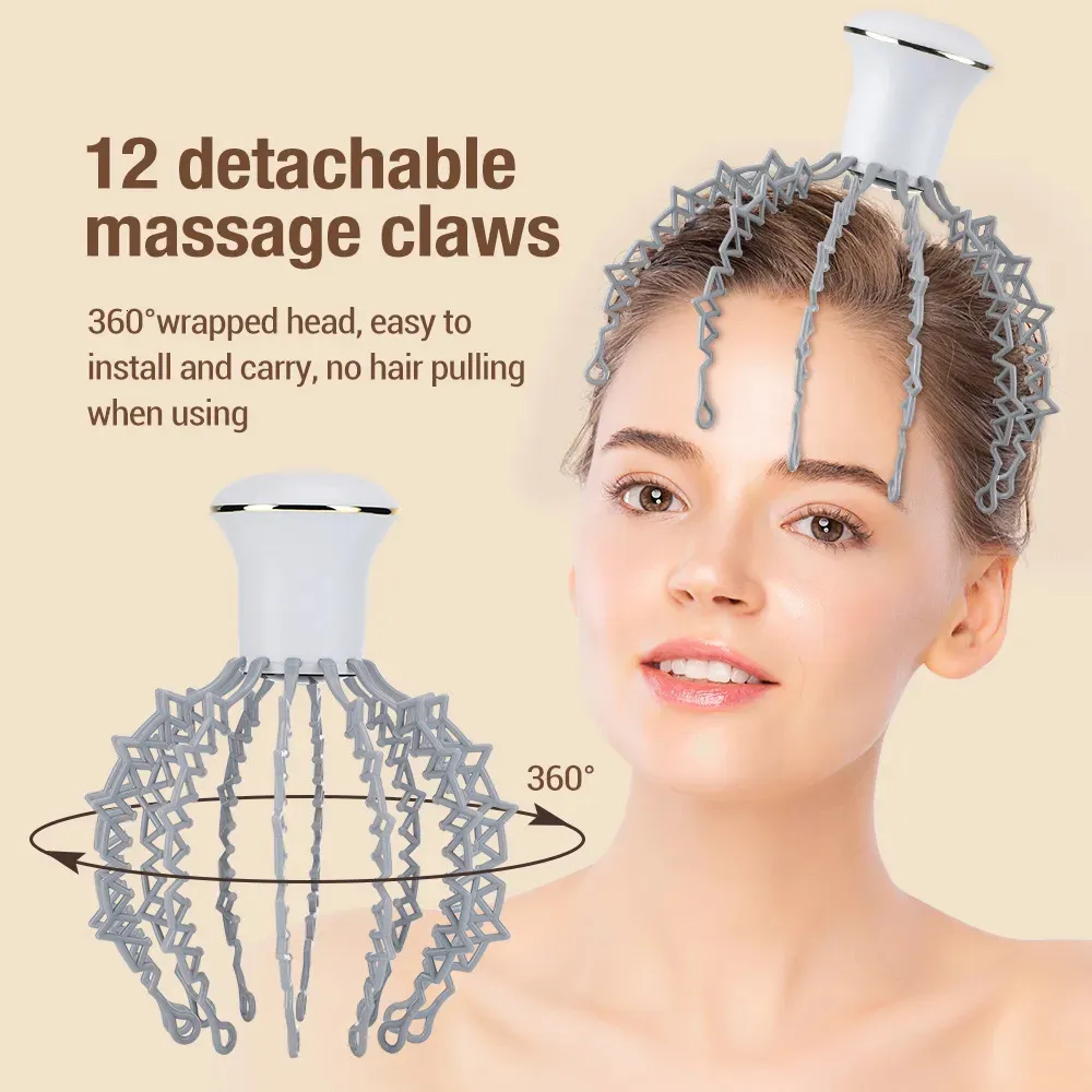 Head Massager Octopus Electric 6 Modes Vibration Massage Löstagbara 12 klor Scalp Relieve Trötthet Relax 231020