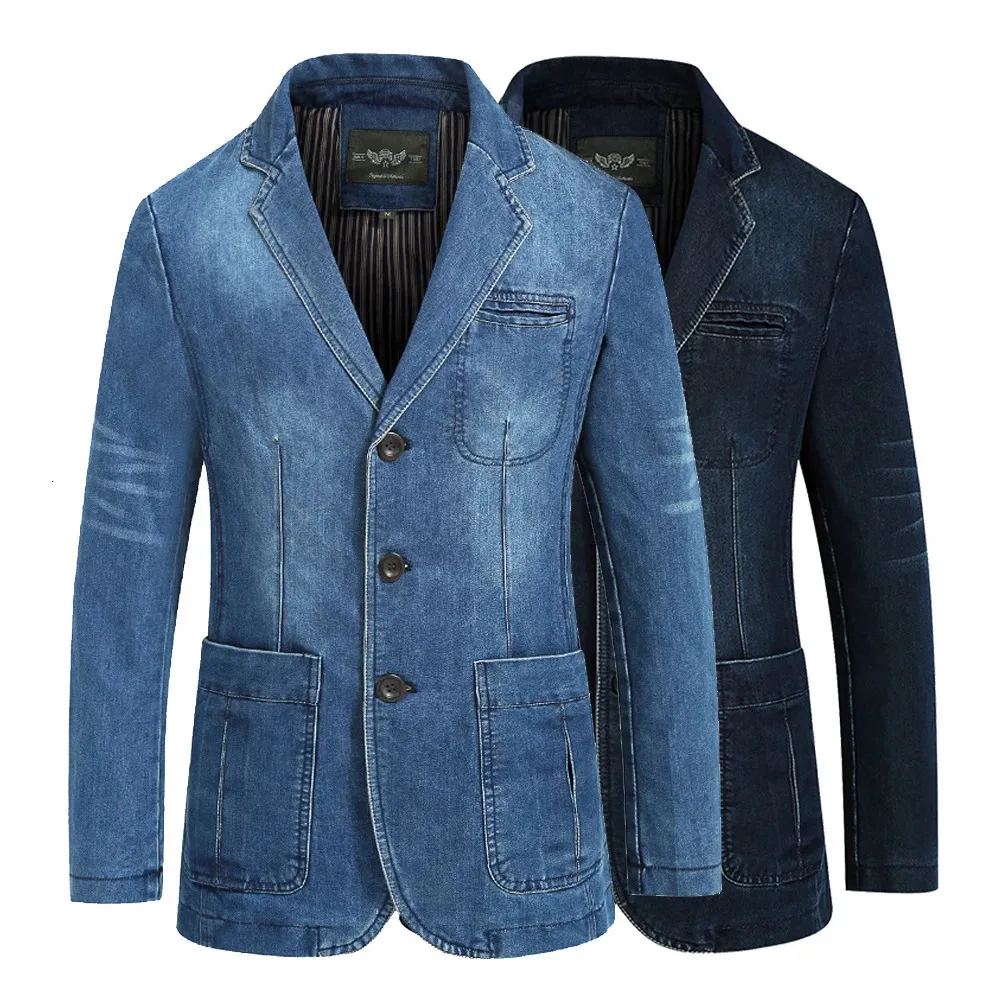 Erkek ceket markası denim ceket erkekler sonbahar kış jean rahat ince fit pamuk ceket artı boyut 4xl jaqueta jeans masculina blazer 231020