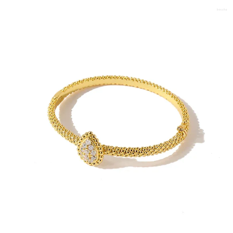 Роскошные браслеты с каплями воды для женщин, классические круглые браслеты с кубическим цирконием белого золота, цветочные украшения для свадебной вечеринки