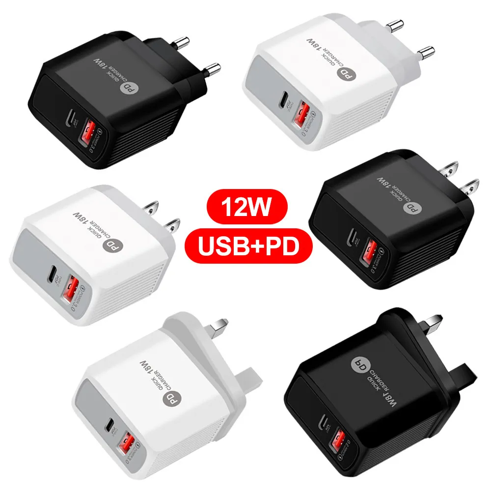 Chargeur USB type-c 18W QC 3.0, charge rapide, adaptateur mural pour téléphone portable, iPhone 15, Xiaomi 13, Samsung