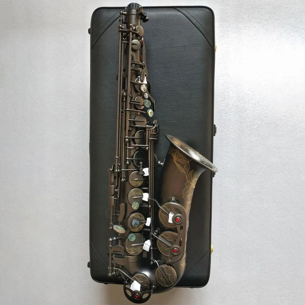 Czarny nikiel złoty matte 992 EB Profesjonalny alt saksofon saksofonowy Kolor Abalone Keys głęboko rzeźbiony instrument saksofon