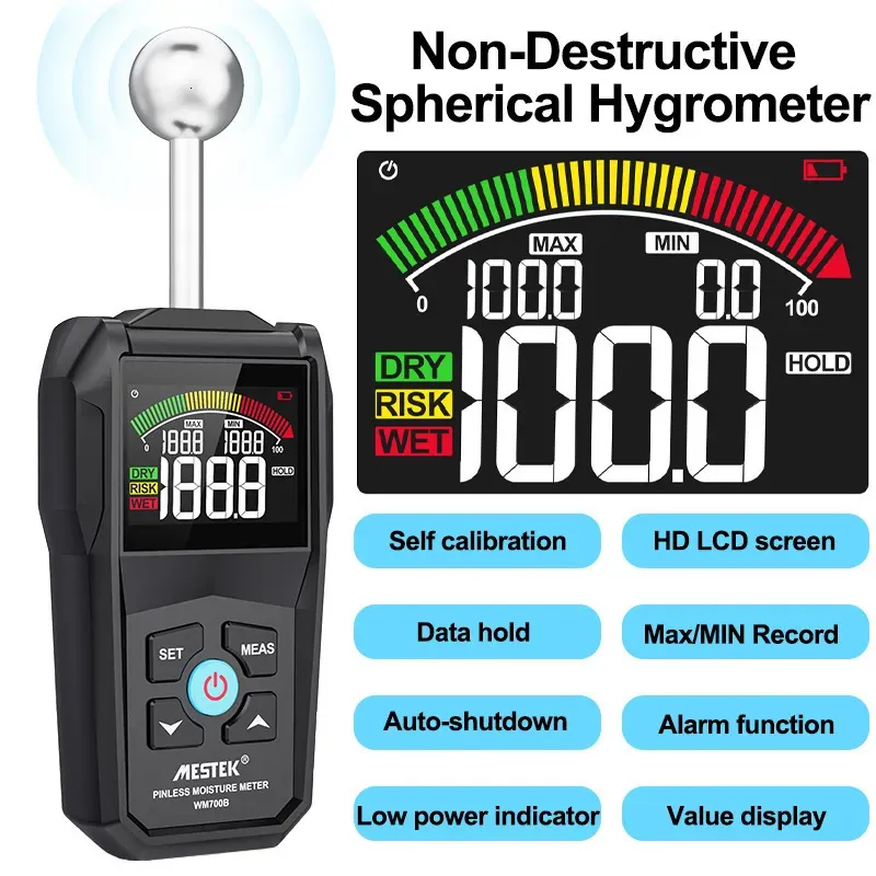 Medidores de umidade Medidor digital de umidade de madeira Higrômetro Detector de umidade de madeira sem contato Alarme Testador de umidade não destrutivo Detector de umidade 231020